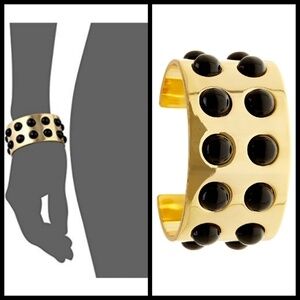 💕TRINA TURK💕 Resin Neo Goth Cab Set Cuff Bracelet Gold Brass Stones NWT